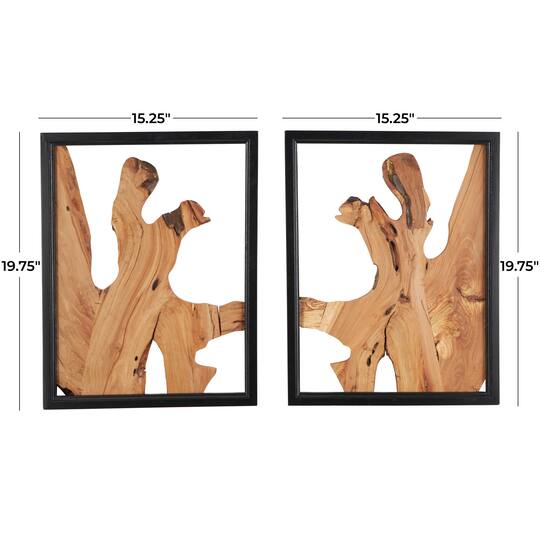 Brown Handmade Abstract Live Edge Wooden Slab Wall Décor Set